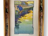 an image of a painting of a man fishing in a river