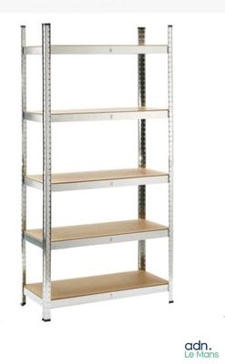 a close up of a metal shelf with shelves on it