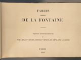 un livre ouvert portant le titre « Fables de La Fontaine », écrit en français