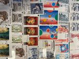 many different stamps on the wall of this room