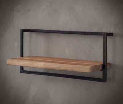 Etagère murale - ALONG en acacia massif et métal noir , dime…