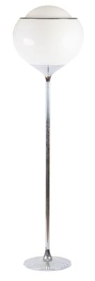 an image of a white table lamp on a metal base