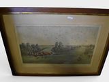 painting of a view of a farm with a horse drawn by a man