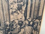 an image of a drawing of a group of people standing in front of a doorway