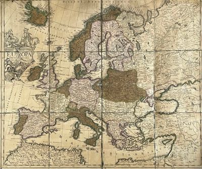 une vieille carte de l'Europe avec une carte de l'Europe au centre