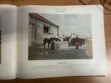 two pages of a book with pictures of people and horses