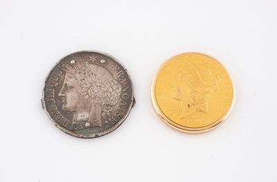 une image représentant une pièce de monnaie et une pièce sur laquelle figure la tête d'une femme