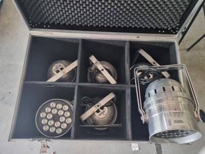 a metal case that has a bunch of lights inside of it