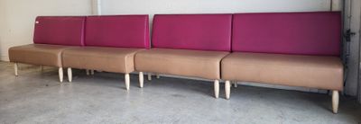 4 banquettes de restaurant garniture skai rose et marron piè…