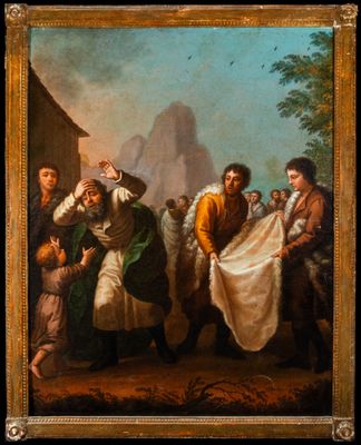 an image of a painting of a group of people in a village