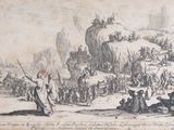 un vieux dessin représentant un homme debout devant une foule