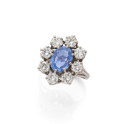 a sapphire and diamond cluster ring