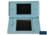 a blue nintendo wii game console sitting on a white surface
