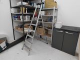 a ladder that is leaning against a wall in a room