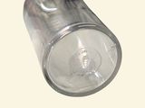 a close up of a light on a white background