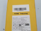 a close up of a yellow box with a barcode on it