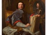 an image of a painting of a man sitting in front of a mirror