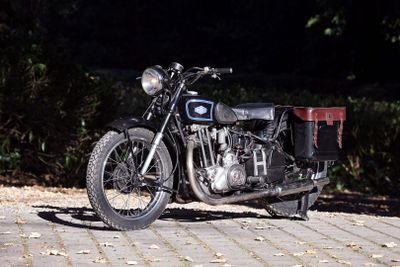 a motorcycle that is parked on the side of the road
