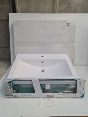 Plan vasque 50x70 cm avec miroir LAYA 60x60 cm, éclairage LE…