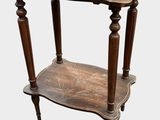 an image of a wooden table with a shelf on top of it