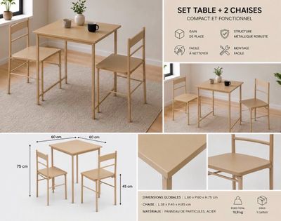 1 table et 2 chaises neuves La première photo est non contra…