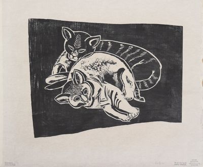 une image représentant un dessin en noir et blanc d'un chat et d'un chien