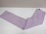 purple pants on a white table with a tag on it