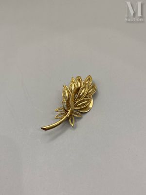 Broche feuille or Broche en or jaune 18k (750 millièmes) fig…