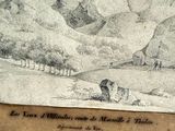 a picture of a drawing of a horse drawn by a man