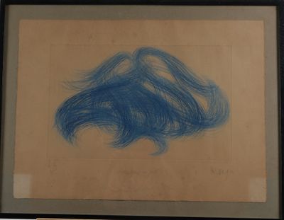 a picture of a blue drawing of a man ' s hair