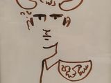 dessin représentant un homme à tête de taureau et un bol de soupe