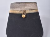 an image of a black hat with a gold buckle on it