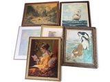 four framed pictures of a woman sitting on a couch