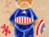 a painting of a teddy bear dressed in a captain costume