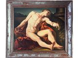 une image représentant un tableau d'un homme nu assis sur un lit