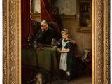 une image représentant un tableau où l'on voit un homme et une petite fille assis à une table