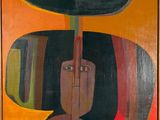 painting of a woman with a hat on her head and a mirror above her head