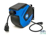 an image of a blue and black portable air compressor on a white background
