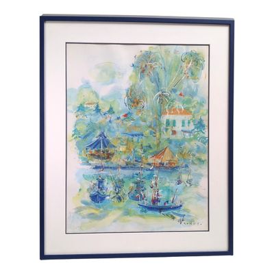 Paul VERBOIS (1929-2017) Feu d'artifice sur le port