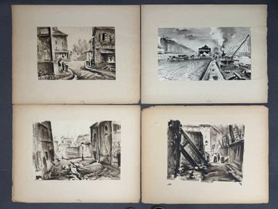 Georges RAULT (1897-1977): 4 lavis des années 1920 Paysages,…