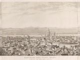 an old black and white photo of a city with a lot of buildings