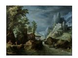 l'image d'une peinture représentant une rivière avec un château à l'arrière-plan