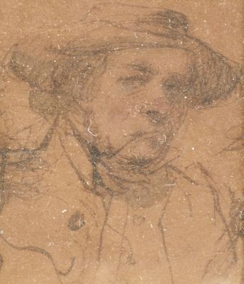 dessin représentant un homme portant un chapeau et tenant une pipe à la main