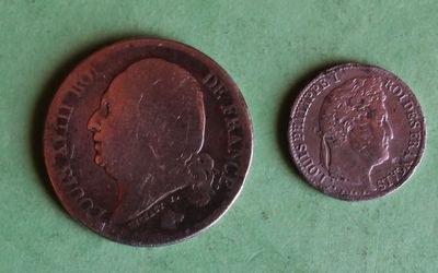 two coins, one of which is a head and one of which is a face