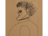 a drawing of a woman with a necklace on her neck