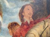 a painting of a man riding a horse with a woman on it