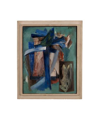 an image of a painting of a woman in a blue dress