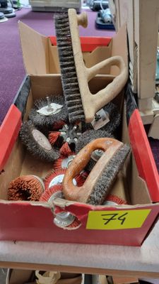 a box full of assorted items that are on a table