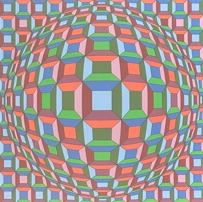 an image of a painting of a geometric design with squares