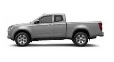 the silver truck is parked on a white surface